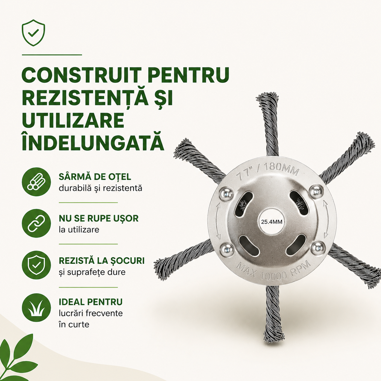 Cap de tăiere din oțel pentru motocoase pe benzină – 6 brațe, 18 cm, prindere 25,4 mm