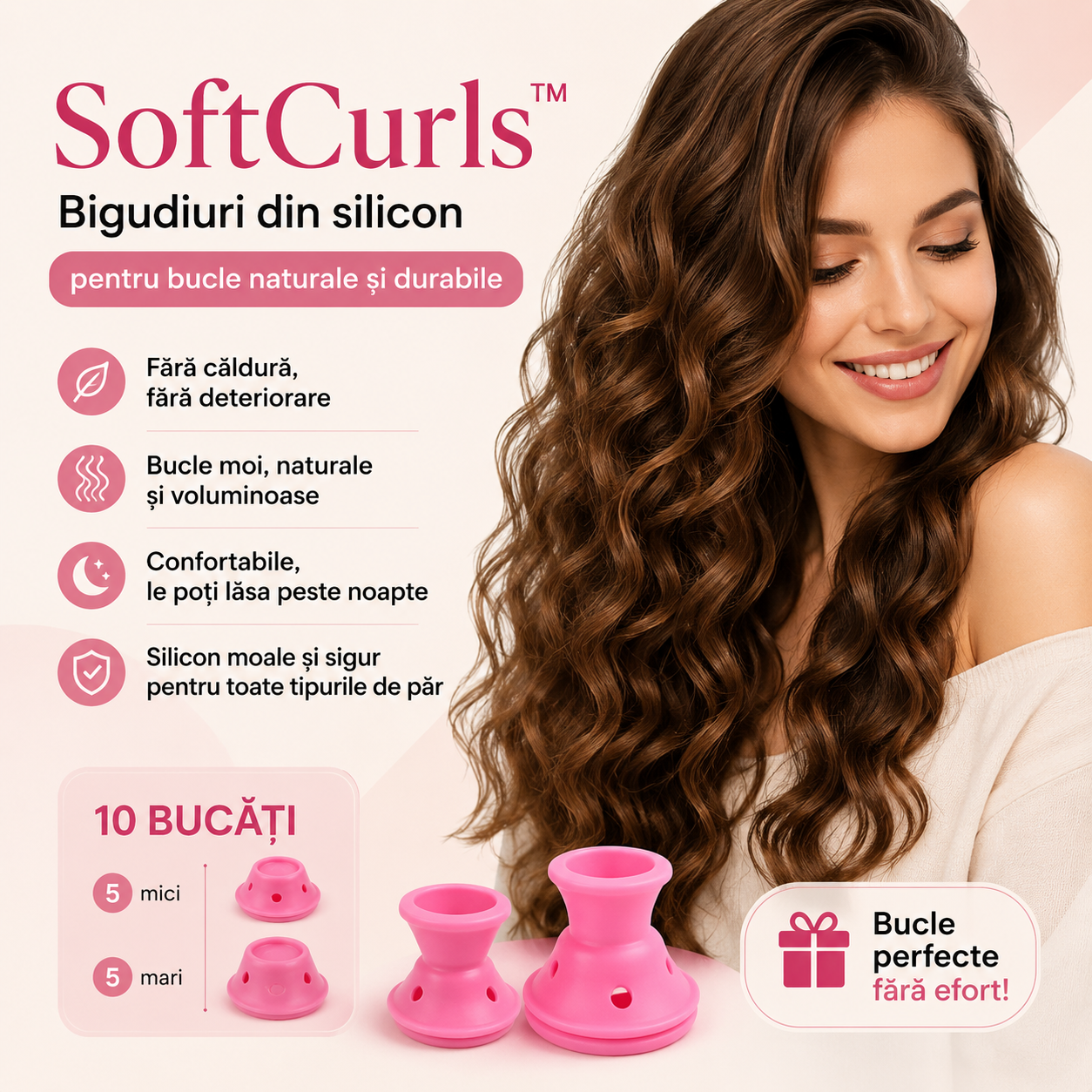 SoftCurls™ – Bigudiuri din silicon pentru bucle naturale