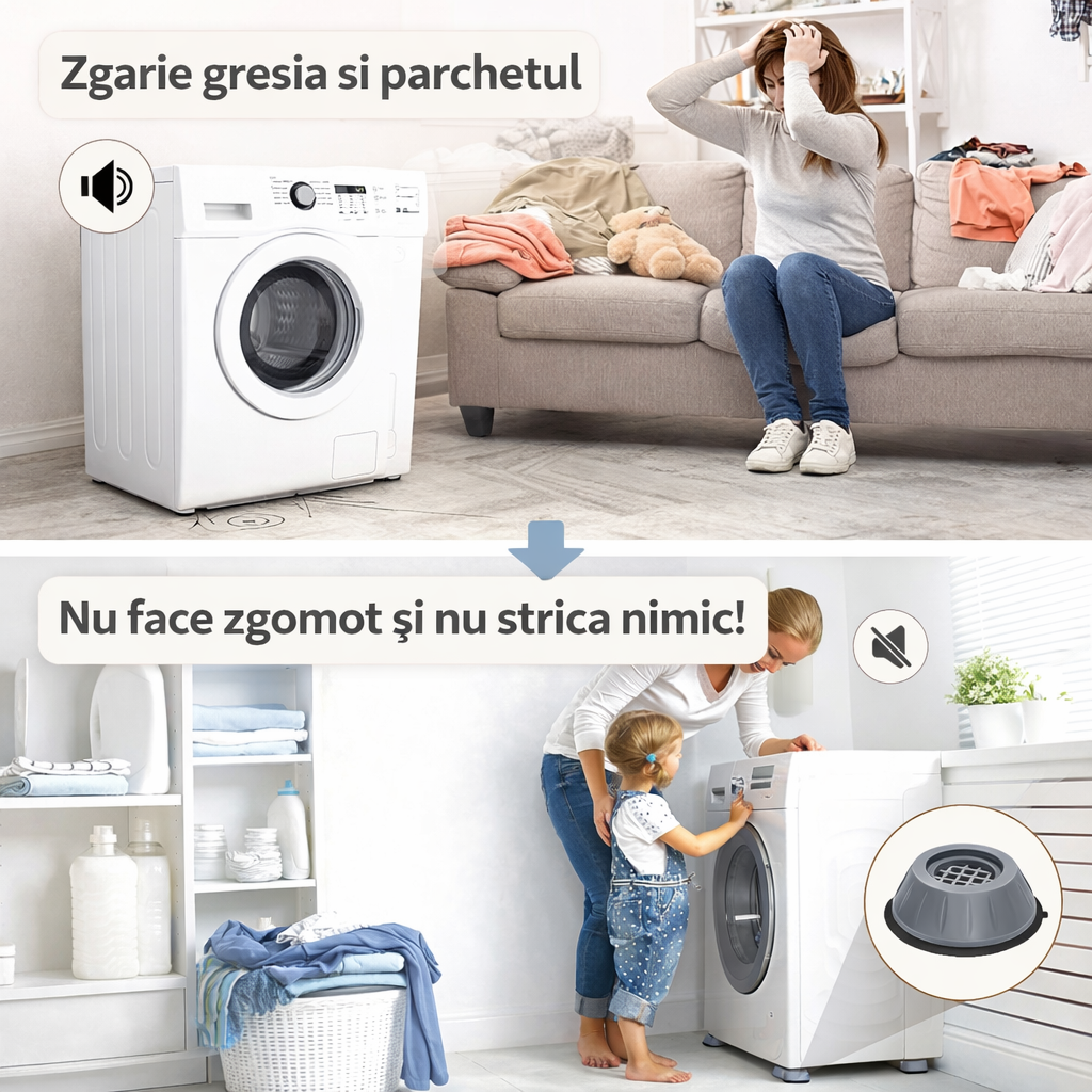 Picioare Anti-Vibrații pentru Mașina de Spălat - Set 4 Bucăți