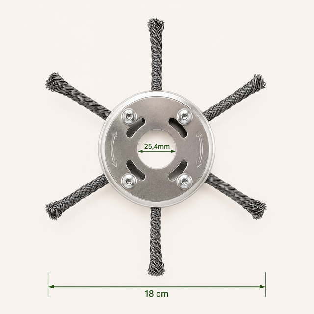 Cap de tăiere din oțel pentru motocoase pe benzină – 6 brațe, 18 cm, prindere 25,4 mm