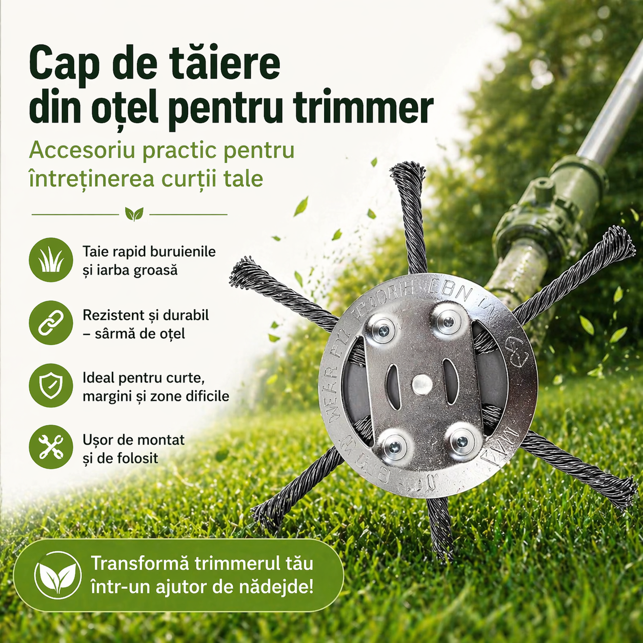 Cap de tăiere din oțel pentru trimmer – accesoriu practic pentru întreținerea curții (6 brațe, 15 cm)