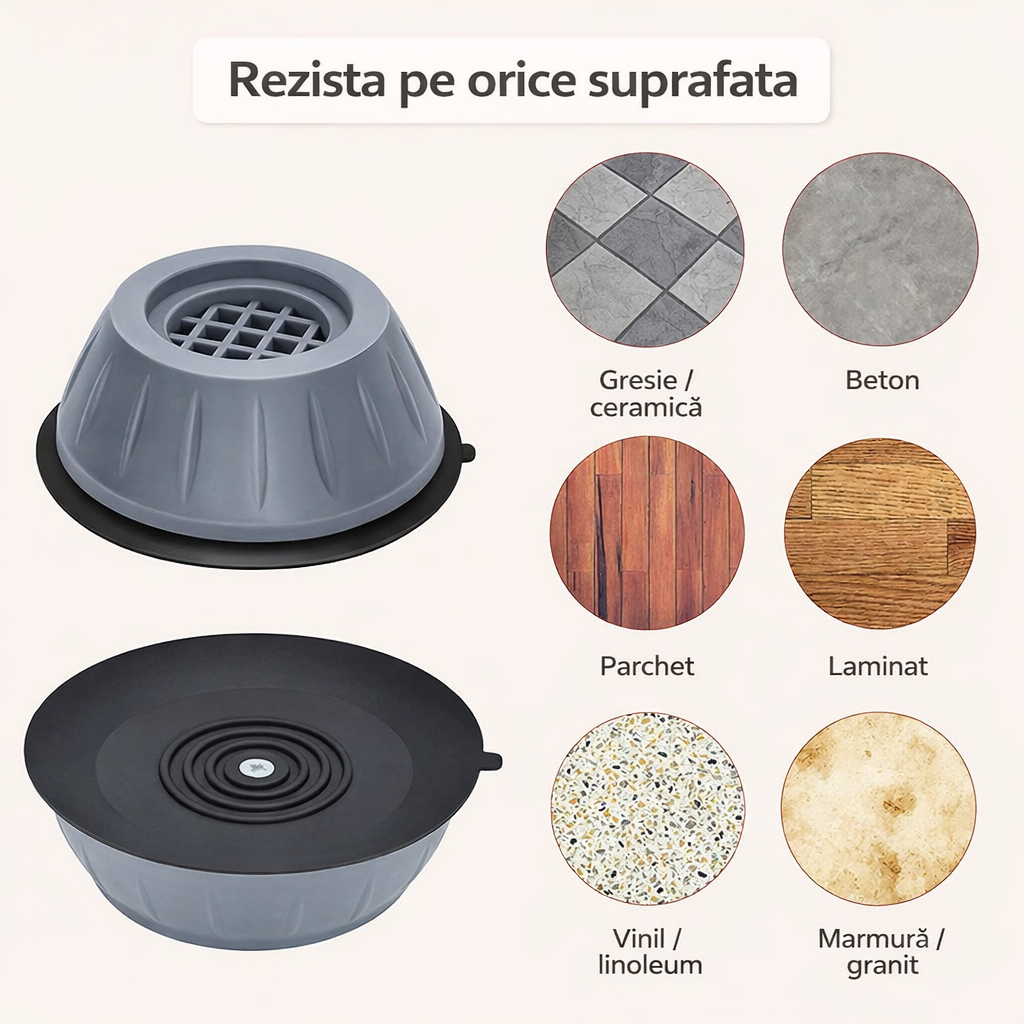 Picioare Anti-Vibrații pentru Mașina de Spălat - Set 4 Bucăți