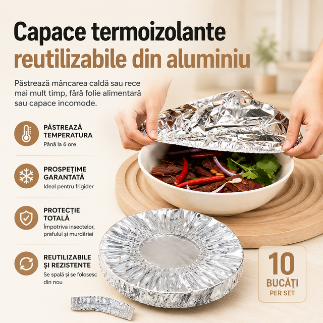 Capace termoizolante reutilizabile din aluminiu