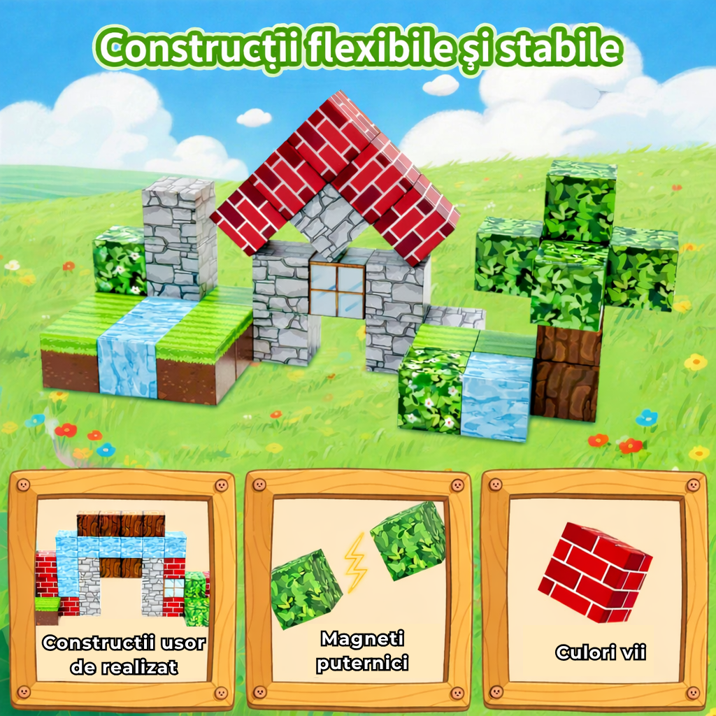 Cuburi Magnetice Creative PixelBlocks™ (48 piese)