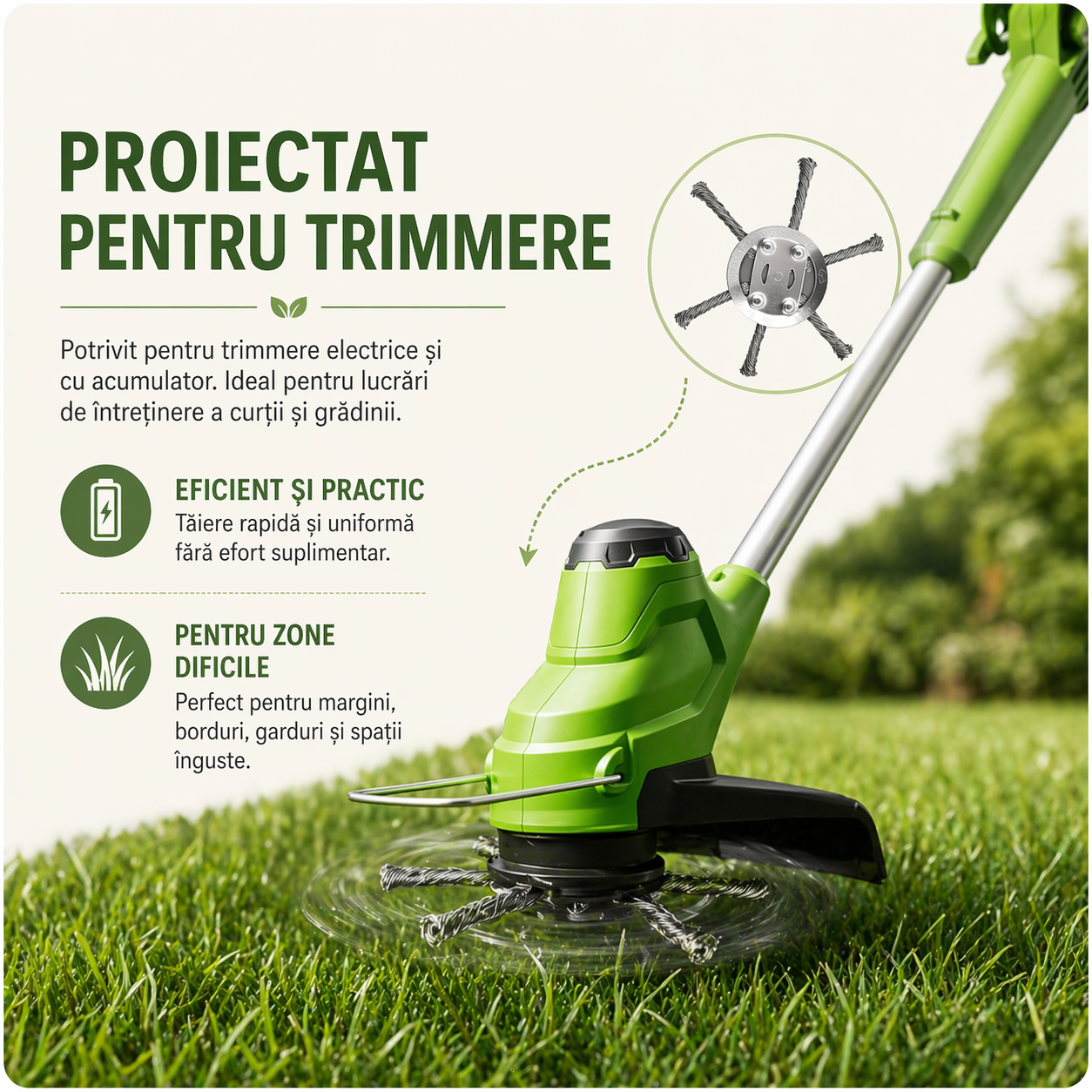 Cap de tăiere din oțel pentru trimmer – accesoriu practic pentru întreținerea curții (6 brațe, 15 cm)