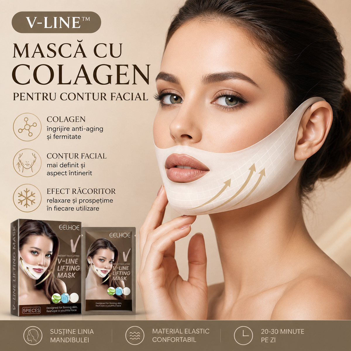V-Line™ – Masca cu Colagen pentru Contur Facial