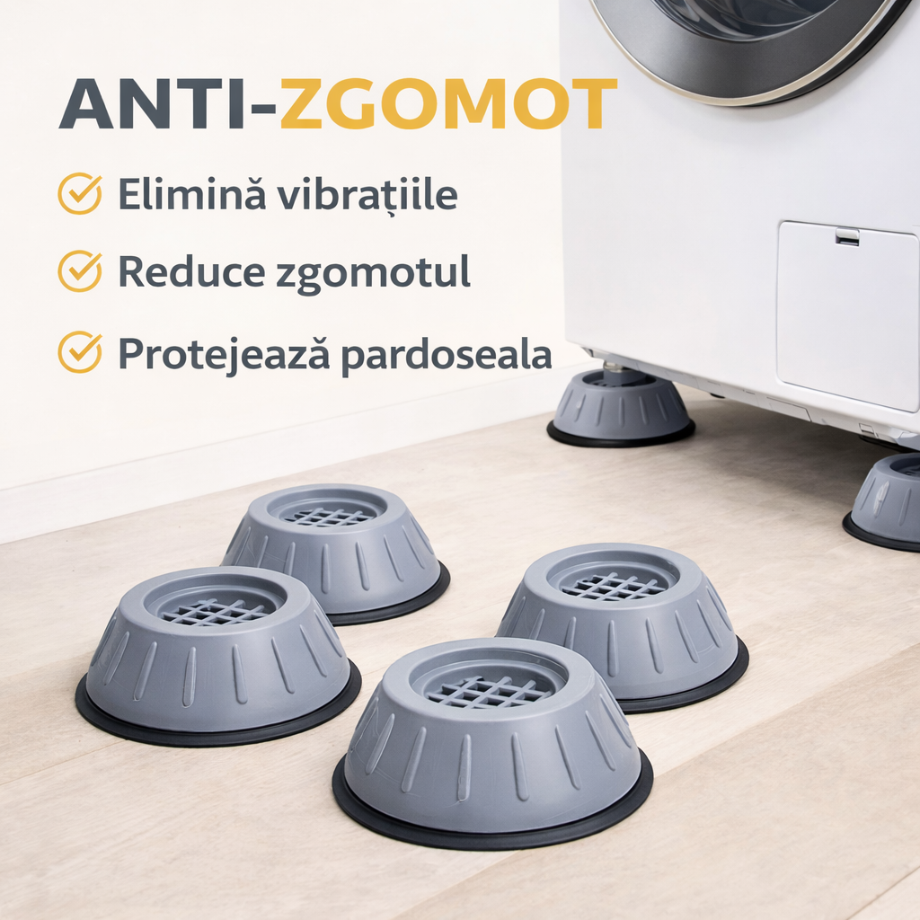 Picioare Anti-Vibrații pentru Mașina de Spălat - Set 4 Bucăți